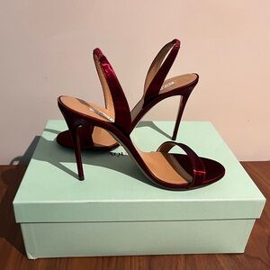 Aquazzura SO NUDE SANDAL 105 Ruby Red - perfect for the holidays